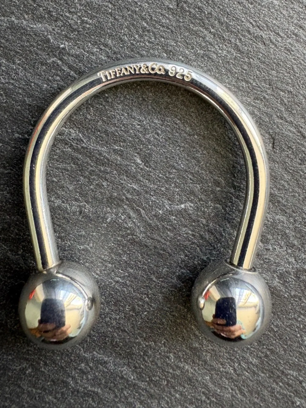 Vintage 1999 Tiffany & Co. Sterling Silver Horseshoe Screwball Keyring w/Pouch